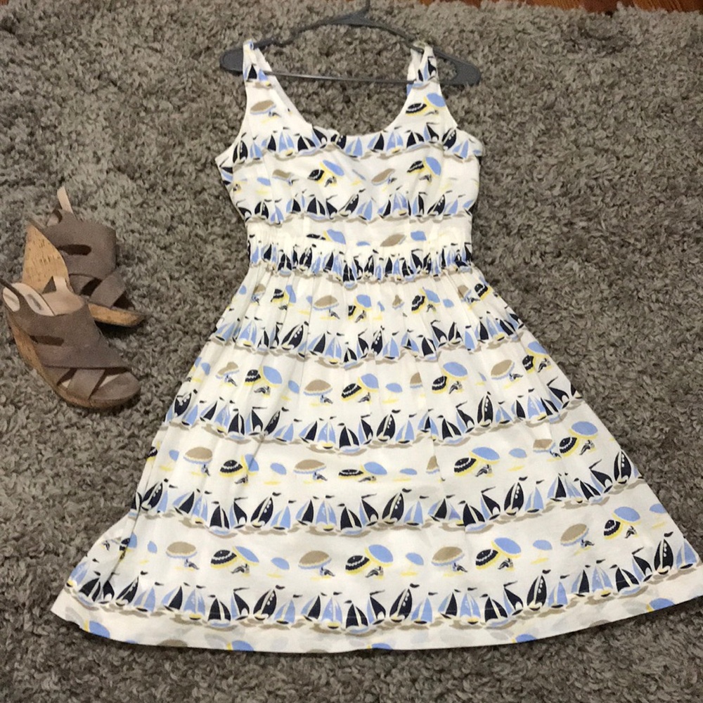 Boden cotton dress with sail boats.